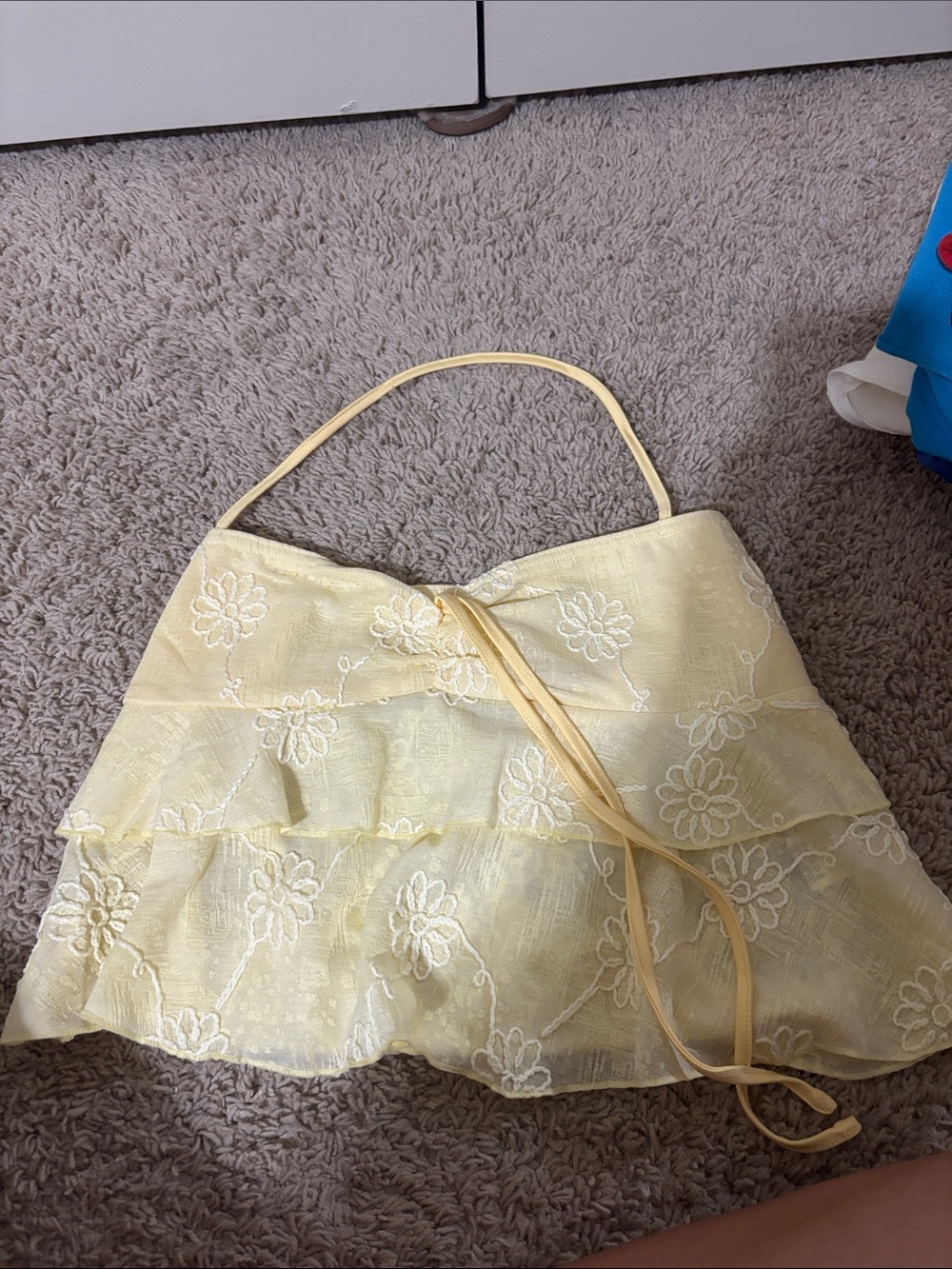SHEIN Yellow Floral Ruffle Shoulder Bag
